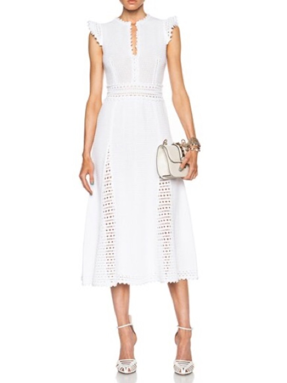 RED Valentino White crochet Midi Dress